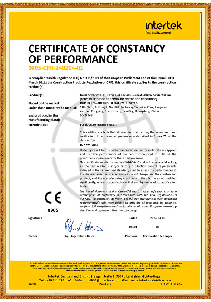 Dispositivo de saída de pânico en1125