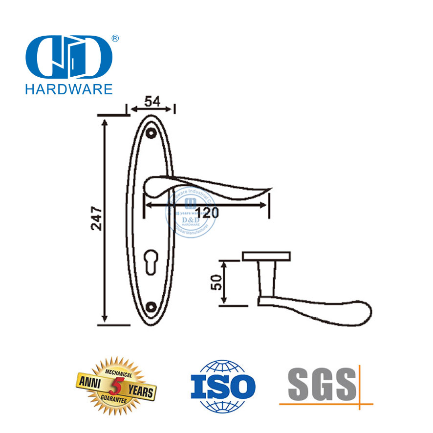 Clássico SUS304 de alta qualidade moderna porta exterior alças sólidas alavanca com placa traseira-DDLP002