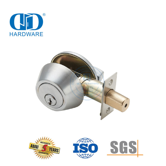 Deadbolt de cilindro único resistente fora Thunm volta dentro de latão ajustável com fechadura com botão para porta frontal interna-DDLK027