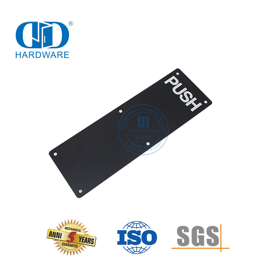 Placa de sinalização preta de aço inoxidável, placa comercial para banheiro, escola, porta, assinatura Plate-DDSP005