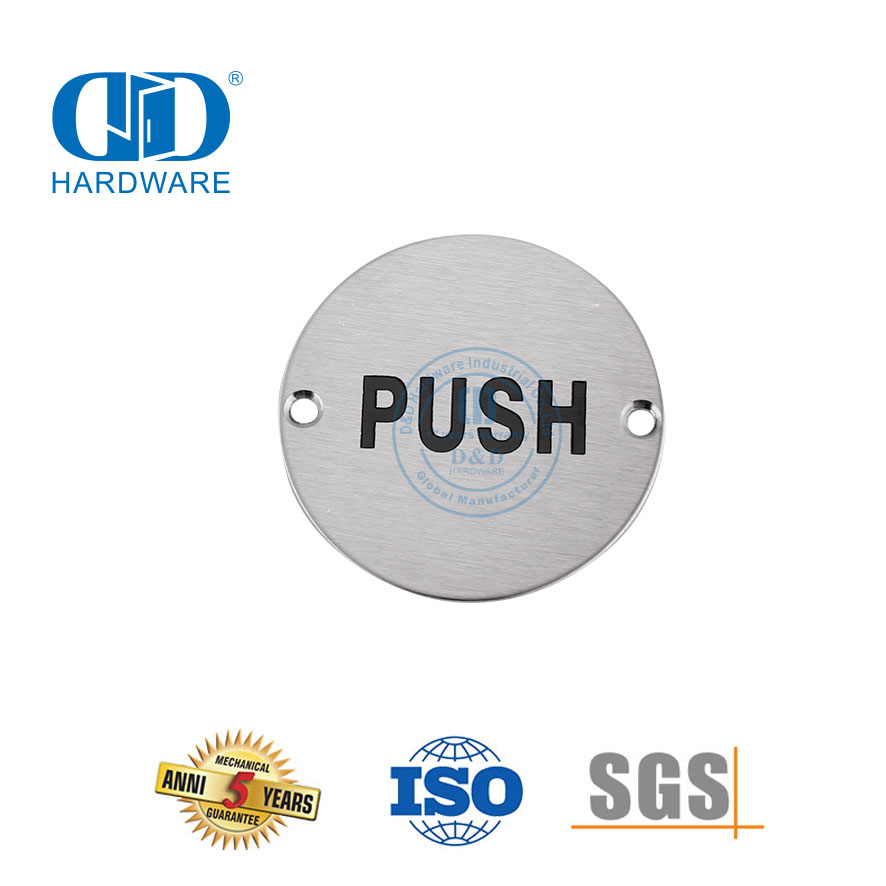 Push pull porta sinal de aço inoxidável tipo redondo placa sinal banheiro público porta assinatura Plate-DDSP009