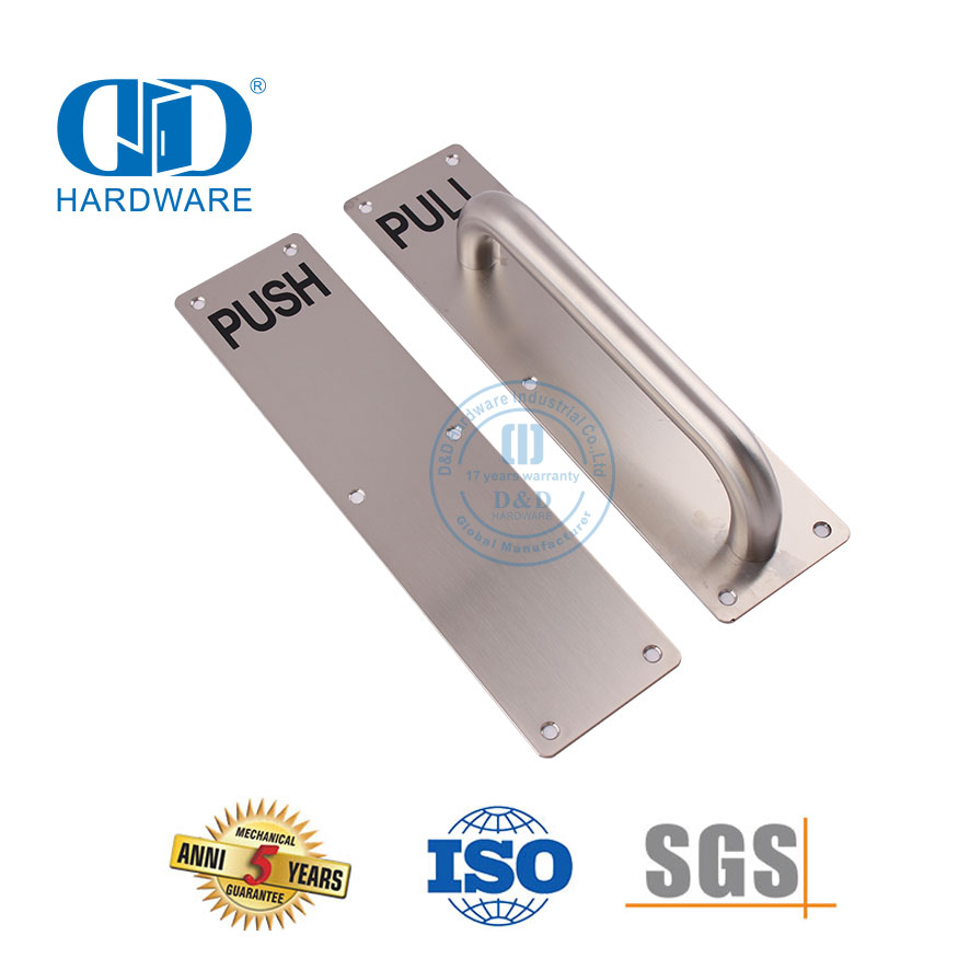 Placa de sinalização de tamanho diferente de aço inoxidável com alça, alavanca de hardware para porta de entrada, puxar Handle-DDPH023