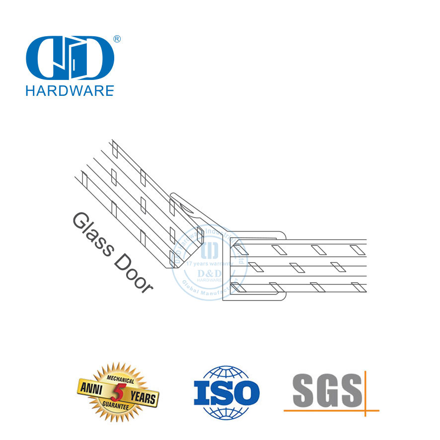 Tira de vedação de porta de vidro de borracha à prova d'água PVC Hotel Tira de vedação de porta de chuveiro de vidro para 8-12mm-DDWS007