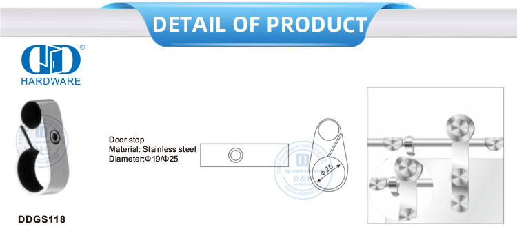 Boa qualidade batente de porta acessório de móveis de aço inoxidável hardware de porta de banheiro para porta deslizante-DDGS118