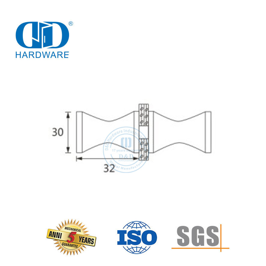 Móveis de aço inoxidável chuveiro cubículo botão ferragem chuveiro maçaneta da porta de vidro lidar com Knob-DDSK011