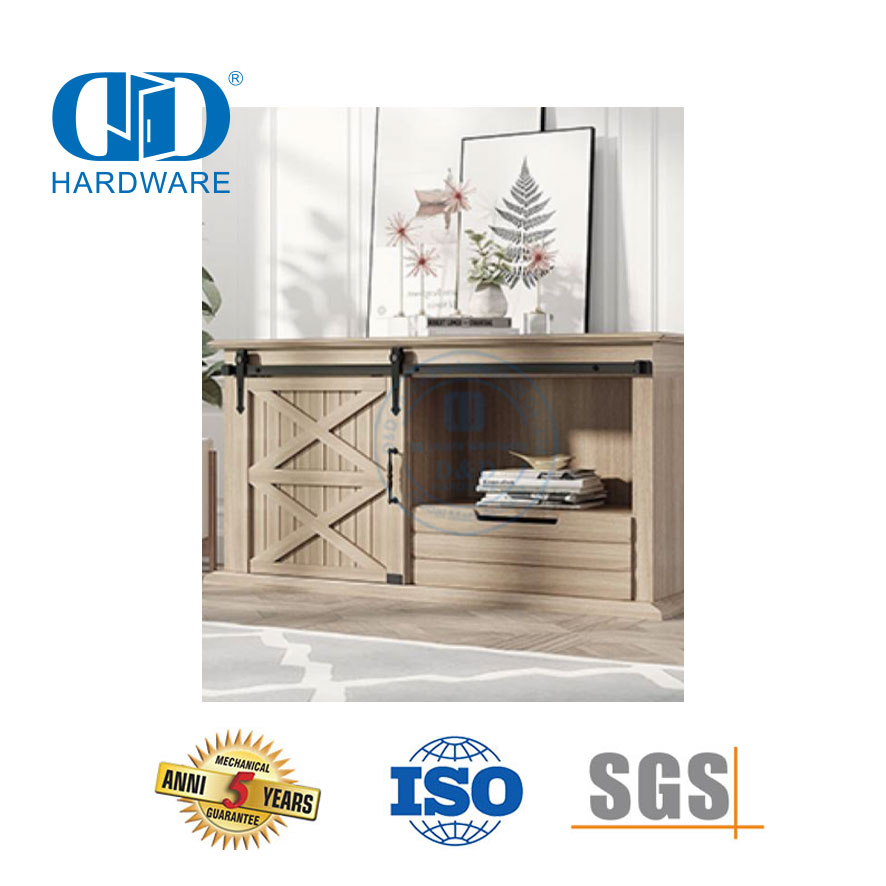 Conjunto de trilhos para porta de celeiro de aço inoxidável para móveis pesados-DDBD034