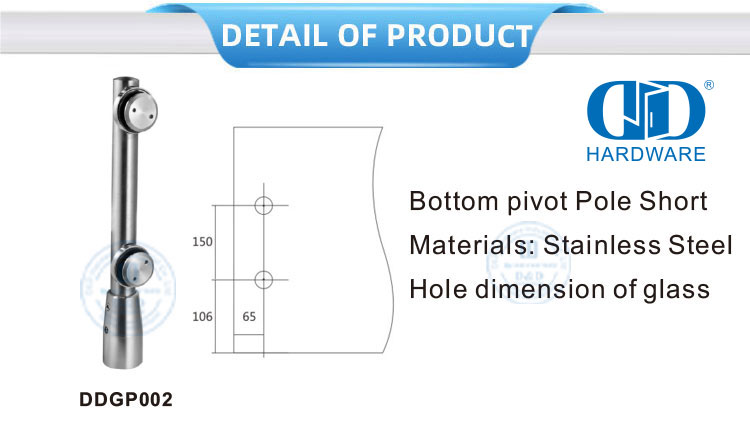 Remendo de aço inoxidável para porta deslizante, encaixe de vidro pivô para entrada de vidro Door-DDGP002