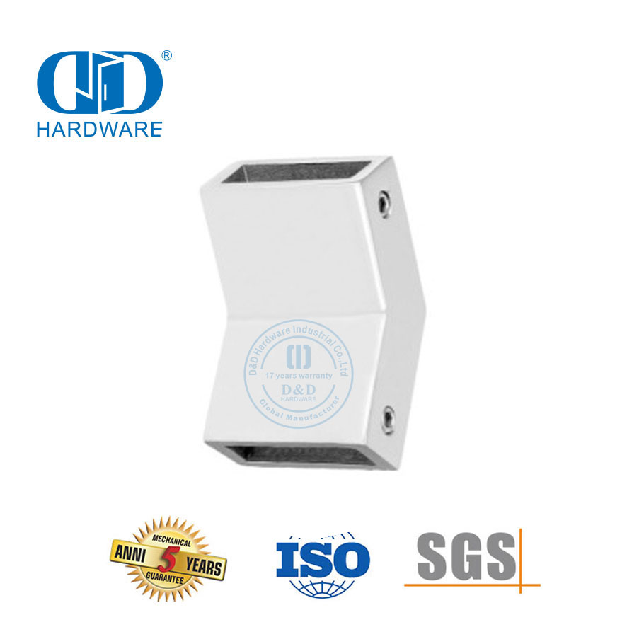Conector de braçadeira de vidro de tubo quadrado de aço inoxidável de alta qualidade para acessórios de banheiro-DDSC017