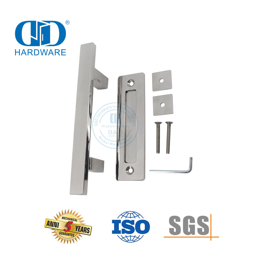 Aço inoxidável lavanderia doméstica porta deslizante ferragem pss acabamento maçaneta da porta do celeiro Set-DDBD103 PSS