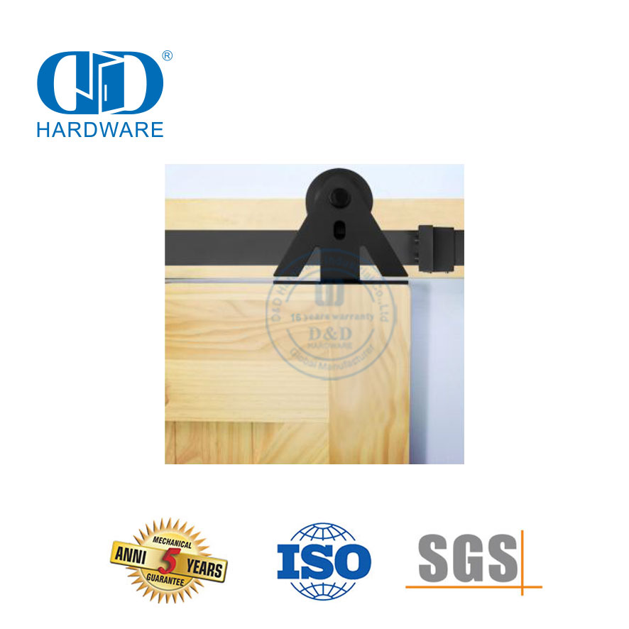 Ferragem exterior de aço inoxidável da porta do celeiro cor preta porta deslizante de madeira montagem de aço garagem Hardware-DDBD019