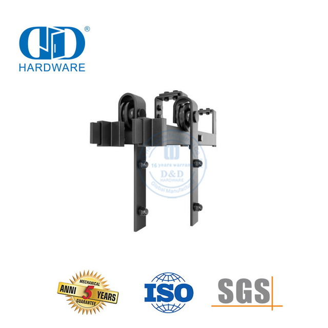 Conjunto de rolos para porta de celeiro deslizante de madeira preto fosco oculto em aço inoxidável Hardware-DDBD022