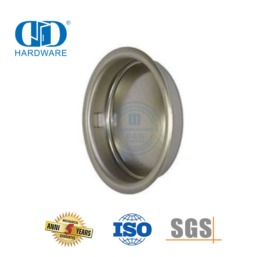 Maçaneta de porta de celeiro deslizante de aço inoxidável tipo redondo conjunto de acessórios de hardware de tração de descarga dupla face Maçaneta-DDBD111