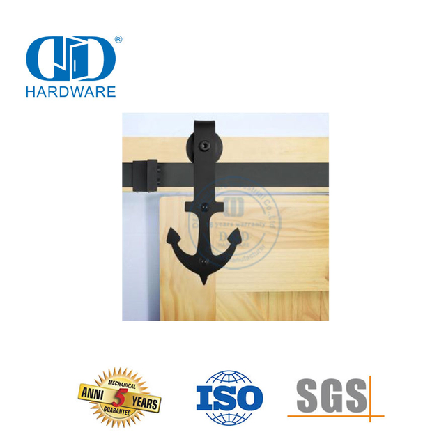 Aço inoxidável design moderno preto conjunto de fechadura da porta slide porta do celeiro ferragem faixa Set-DDBD011