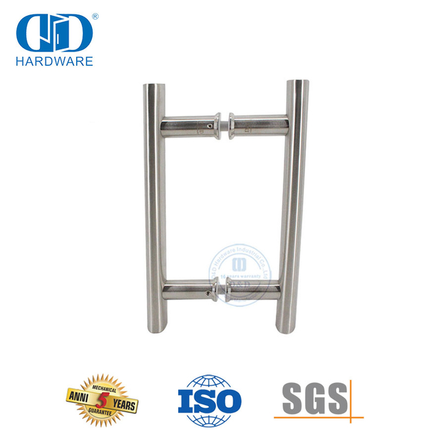 Puxador de aço inoxidável em forma de H de alta qualidade para porta de vidro deslizante-DDPH001-A Φ25-SSS