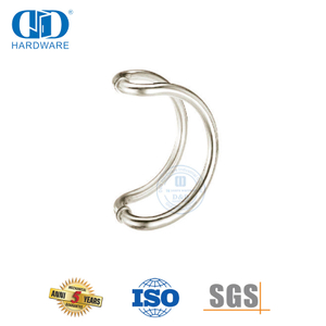Puxador de aço inoxidável prateado tipo D de volta para trás para porta principal de vidro Hardware-DDPH006