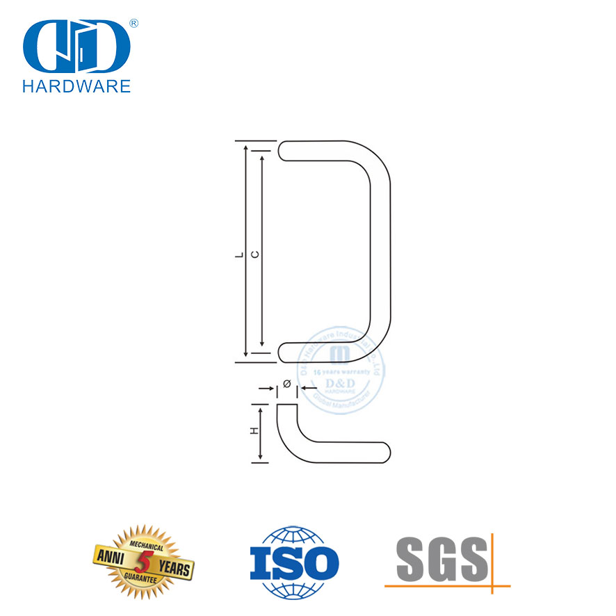 Puxador de maçaneta de porta de vidro comercial curvado de alta qualidade para porta de vidro-DDPH005