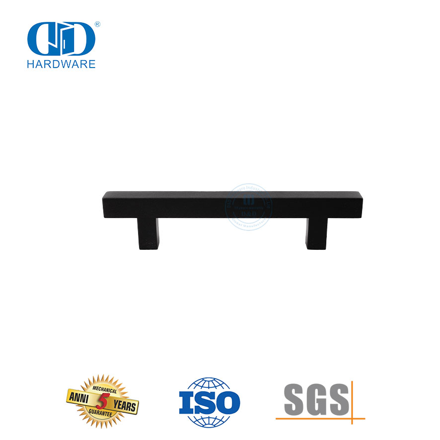 Puxador quadrado de aço inoxidável de costas para trás para portas de chuveiro sem moldura de vidro pesado-DDPH033-MB
