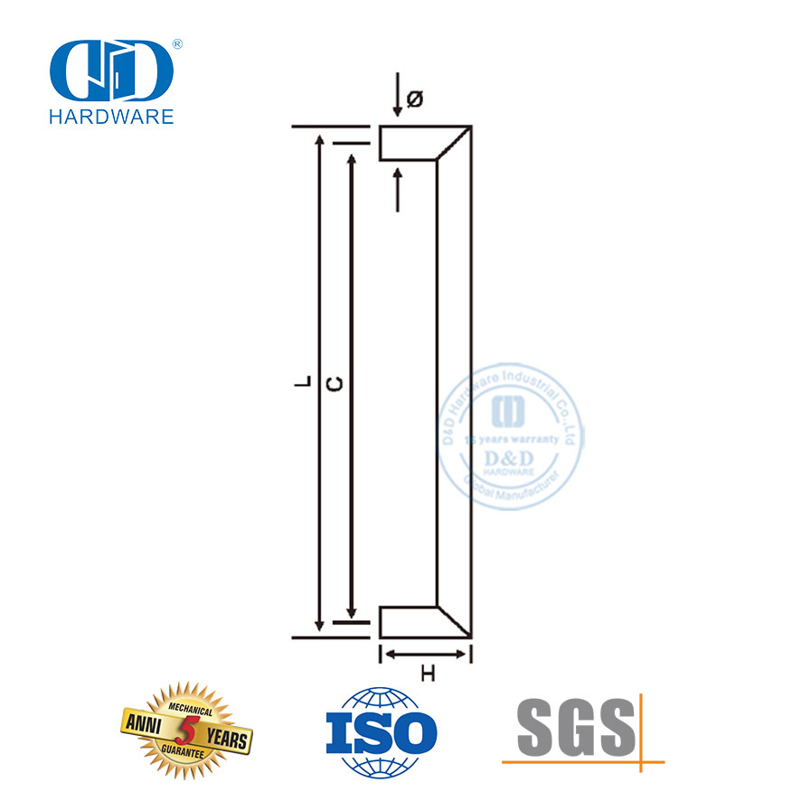Qualidade premium personalizar ferragens para móveis estilo moderno puxador de porta única-DDPH030