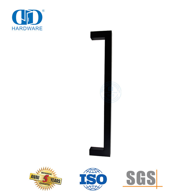 Puxador quadrado de aço inoxidável de 12x12mm para porta de vidro exterior do banheiro-DDPH034-MB