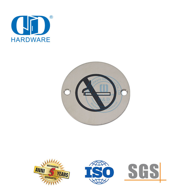Aço inoxidável não fumar tipo redondo placa de aviso sinal público oco porta assinatura Plate-DDSP008