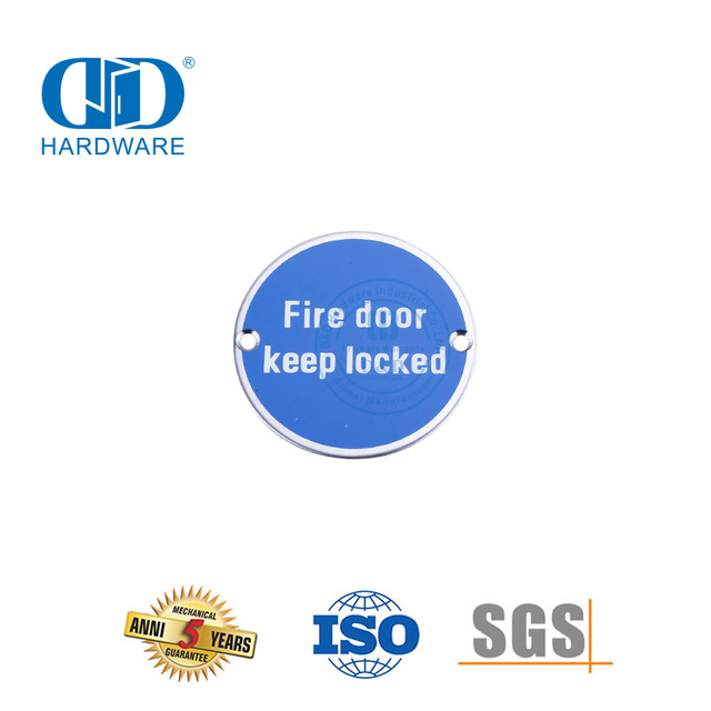 Indicação de porta de fogo de aço inoxidável tipo redondo placa de sinal manter bloqueado sinal de aviso de madeira metal porta assinatura Plate-DDSP007
