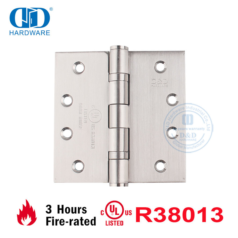 Instalação rápida de aço inoxidável Certificado UL American ANSI Fire Rated Soft Close Móveis Hardware Dobradiça de porta residencial-DDSS001-FR-4X4X3.4mm