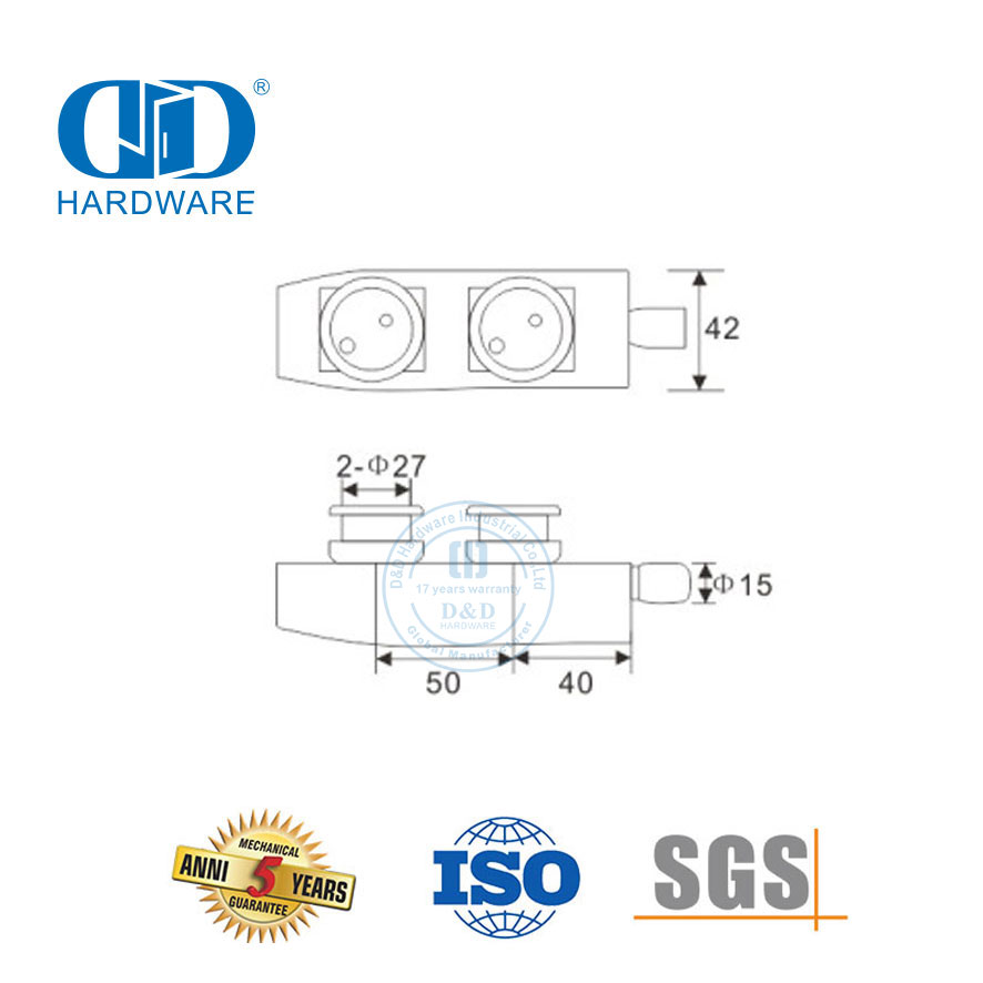 Aço inoxidável sobre painel pivô remendo encaixe pivô hardware de vidro-DDGP005
