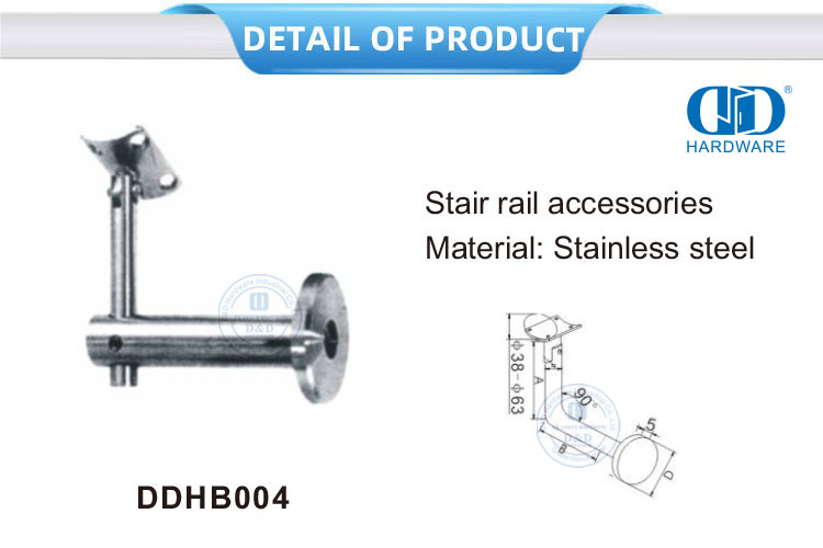 Acessórios de trilho de escada suporte de braçadeira de vidro de aço inoxidável porta de vidro corrimão Bracket-DDHB004