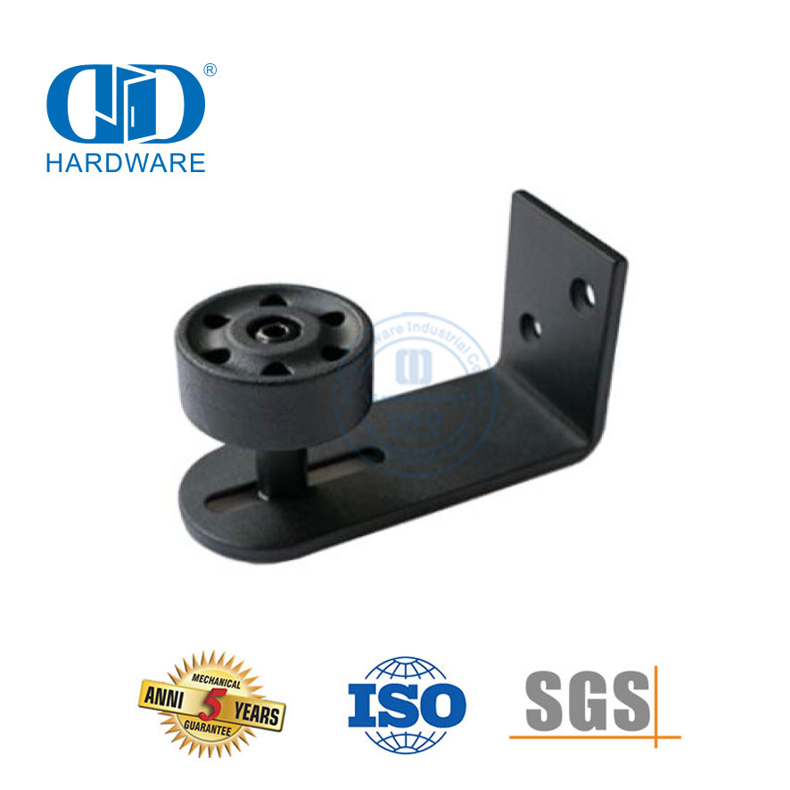 Guia de piso ajustável preto de aço inoxidável para porta deslizante de parede de celeiro Bottom-DDBD080