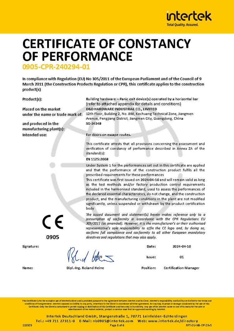 Haevy Duty Aço Inoxidável CE Barra de Pânico à Prova de Fogo Alavanca Exterior Guarnição Dispositivo de Bloqueio de Pânico Para Emergência De Madeira Metal Door-DDPD012-B-CE