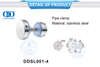 Braçadeira de tubo acessório de banheiro de hardware de porta deslizante de aço inoxidável-DDSL001-4