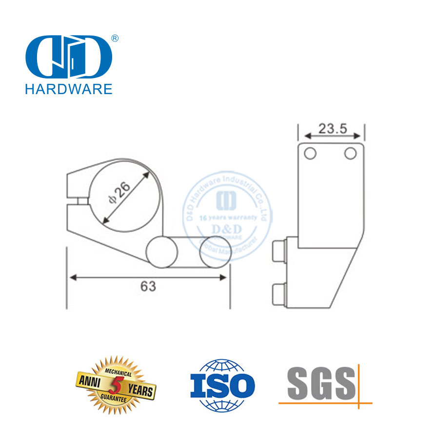 Hardware de porta sem moldura de aço inoxidável, acessórios de banheiro, rolha de porta para porta deslizante-DDGS119