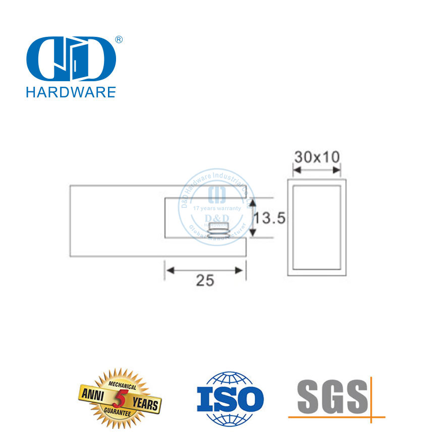 Divisórias de cubículo de chuveiro de aço inoxidável, painel de chuveiro de vidro sem moldura, barra de suporte Connector-DDSC012