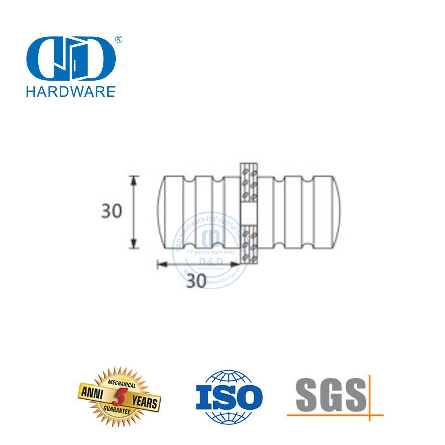 Acessório para móveis botão do cubículo de chuveiro dupla face deslizante maçaneta da porta de vidro sem moldura Handles-DDSK007