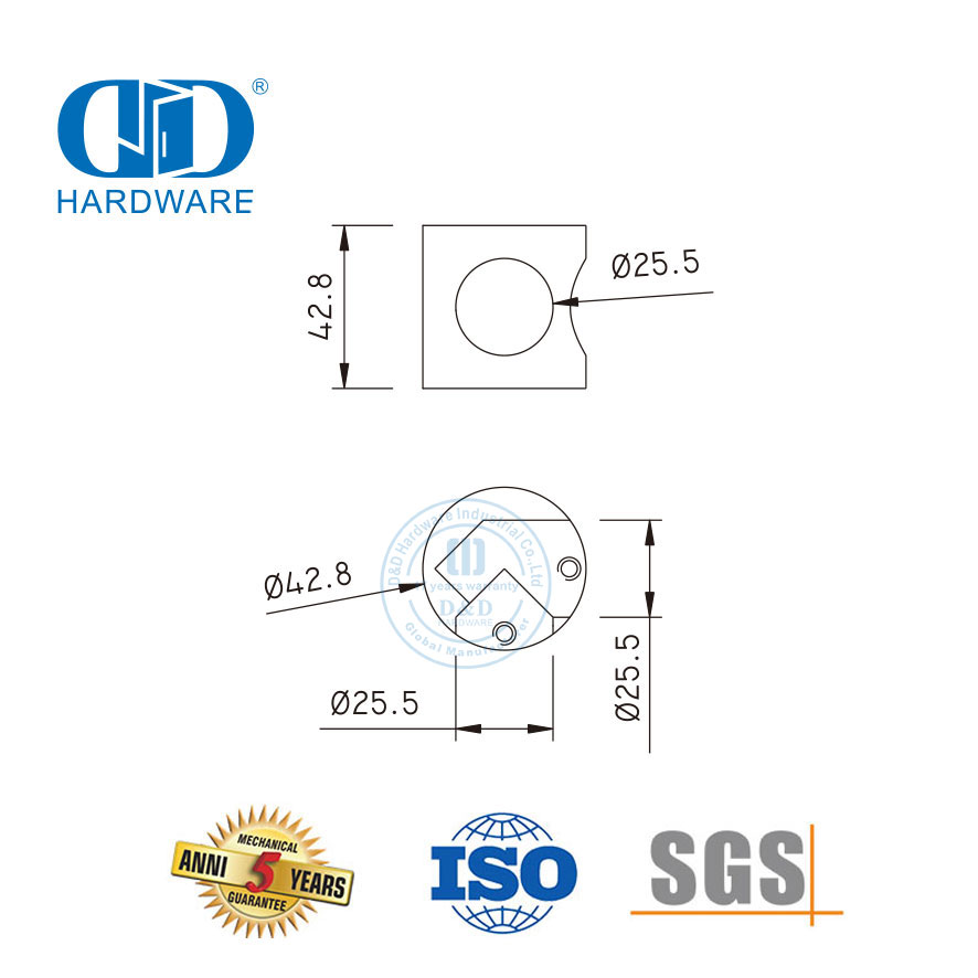 Conector de dobradiça de chuveiro de vidro de aço inoxidável, conector de canto de parede, tubo Connector-DDWC007
