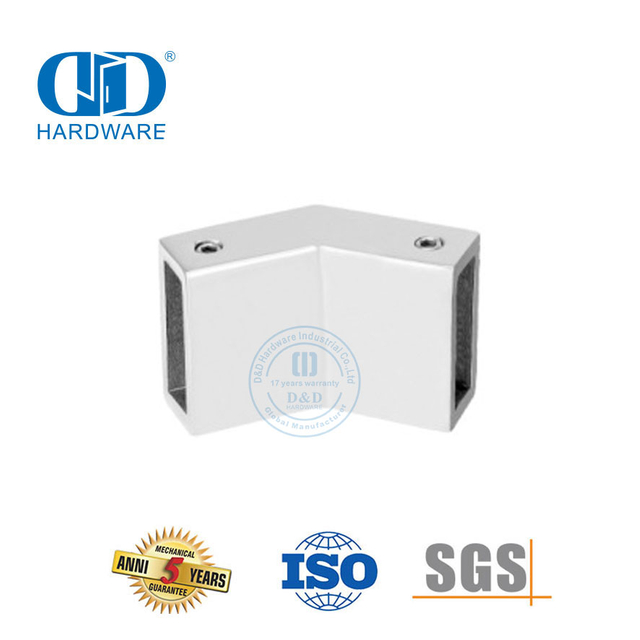 Conector de braçadeira de vidro de tubo quadrado de aço inoxidável de alta qualidade para acessórios de banheiro-DDSC017