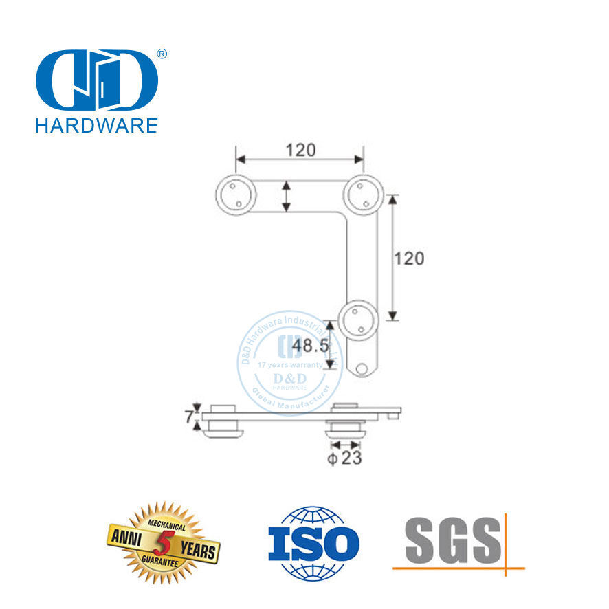 Hardware de porta comercial de aço inoxidável porta superior pivô acessório de móveis vidro Fitting-DDGP015