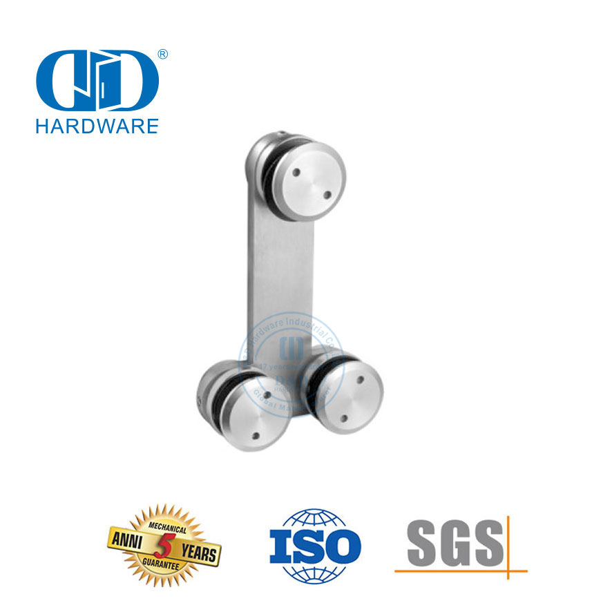 Aço inoxidável T Conector De Vidro Horizontal Porta De Vidro Pivô Porta Deslizante Hardware-DDGP018