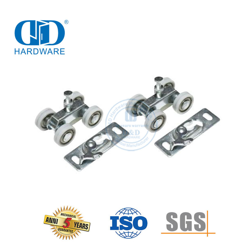Aço inoxidável plana quatro rodas rolo celeiro porta de madeira ferragem bypass porta do celeiro ferragem construção Hardware-DDBD055