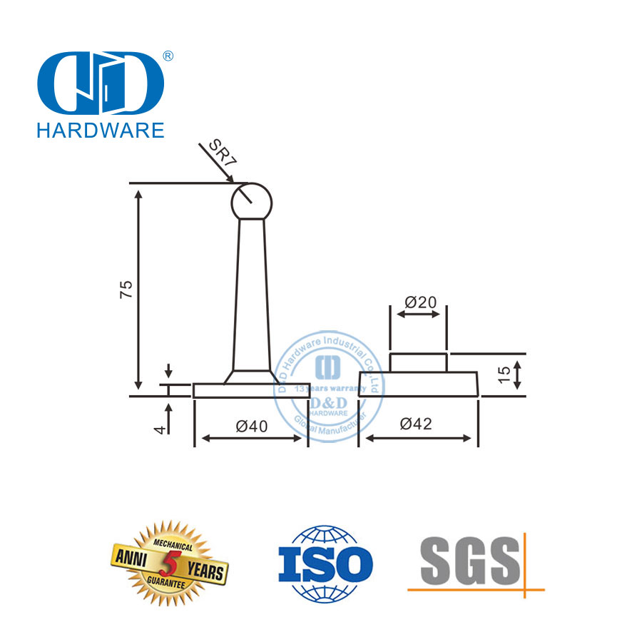 Rolha de porta de liga de zinco para porta de madeira-DDDS021