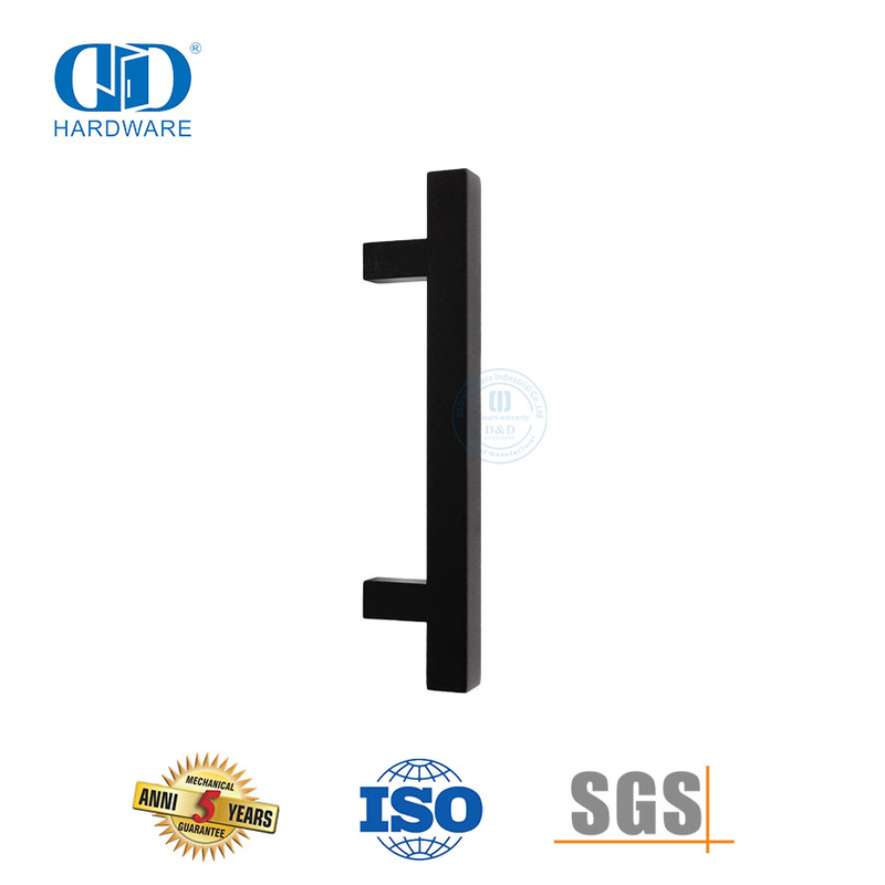 Puxador quadrado de aço inoxidável de costas para trás para portas de chuveiro sem moldura de vidro pesado-DDPH033-MB