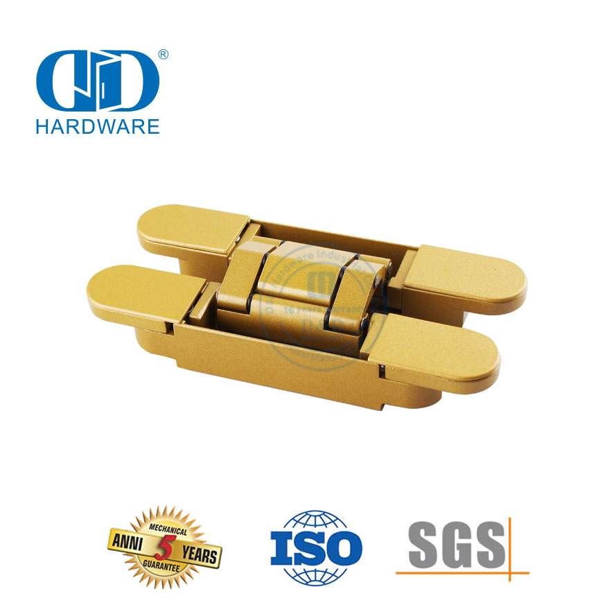 Acessórios de hardware de construção ocultos de liga de zinco de alta segurança 3D ajustando dobradiça de porta de aço de madeira de 180 graus-DDCH008-G40