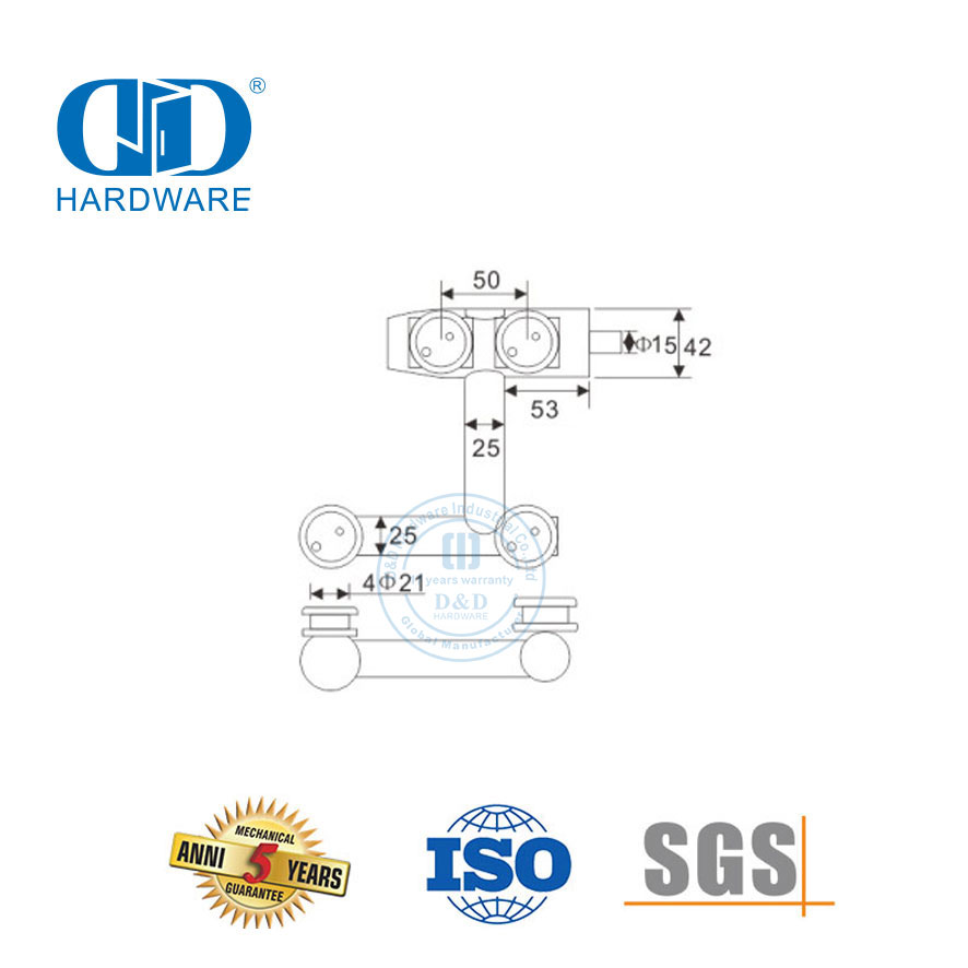 Porta de vidro de aço inoxidável pivô acessório de móveis porta deslizante de pivô superior Hardware-DDGP006