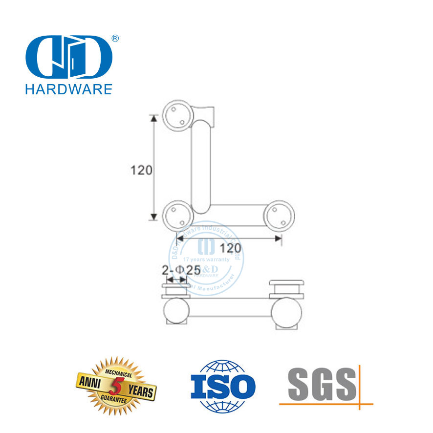 Montagem de porta giratória de canto de parede de vidro de aço inoxidável sobre painel pivô de vidro Hardware-DDGP009
