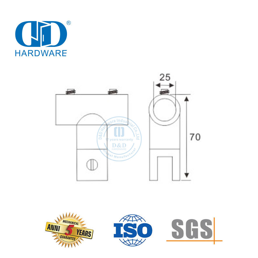 Conector de painel de vidro de aço inoxidável, conector de vidro para banheiro, montagem de cubículo de chuveiro comercial System-DDSC027