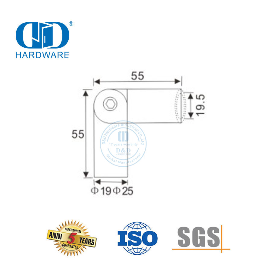 Porta de vidro de aço inoxidável acessório painel suporte conector barra de tubulação titular conector para guardrail Stairway-DDSC028