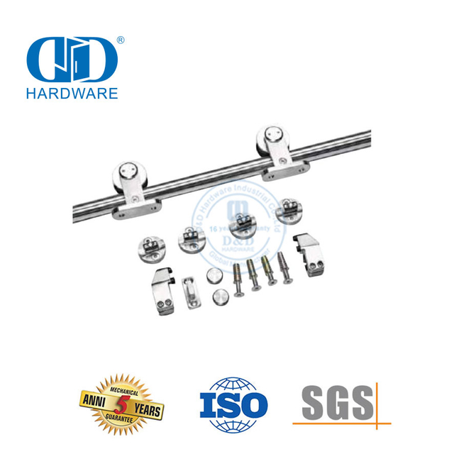 Kits de porta de vidro resistente de aço inoxidável industrial Conjunto de ferragens para porta de celeiro deslizante-DDBD046