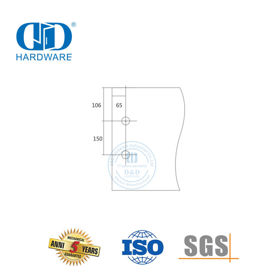 Pólo de pivôs superiores de aço inoxidável, sistemas de porta de vidro curto, hardware de vidro, porta de vidro Pivot-DDGP001
