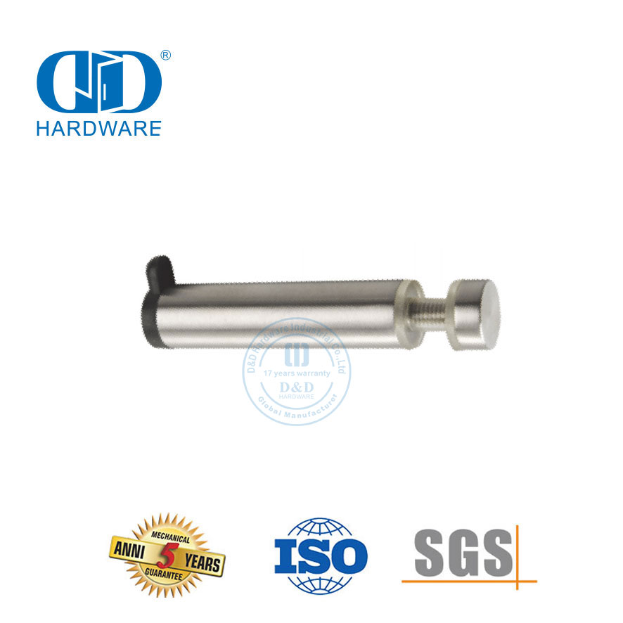 Hardware de aço inoxidável para banheiro, braçadeira de vidro, parada de porta de vidro com gancho-DDWC005