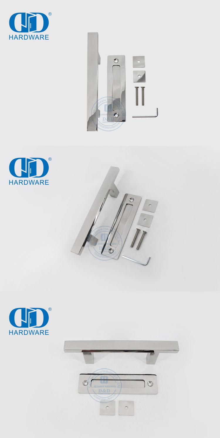 Aço inoxidável lavanderia doméstica porta deslizante ferragem pss acabamento maçaneta da porta do celeiro Set-DDBD103 PSS